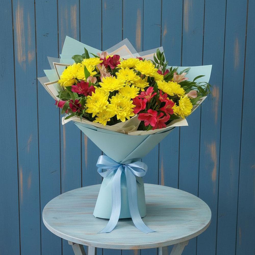 Букет цветов из: Альстромерии и Хризантемы в Кореизе