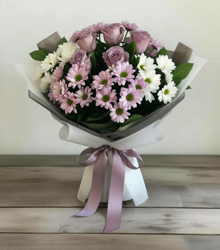 Букет цветов из: Хризантемы и Розы в Кореизе