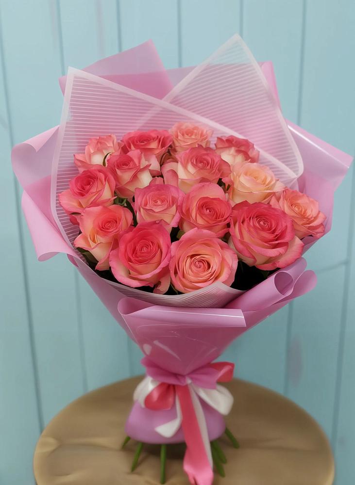 Букет 15 Розовых роз Равель в Кореизе