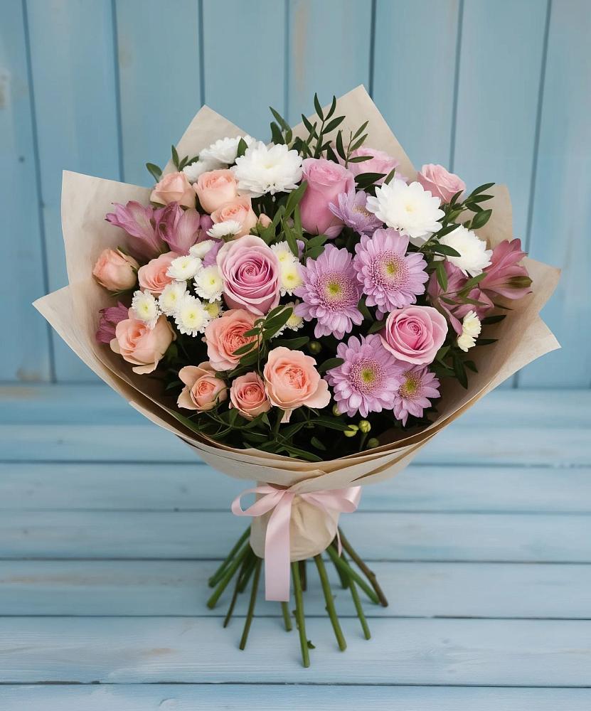 Букет цветов из: Хризантемы, Розы и Альстромерии в Кореизе