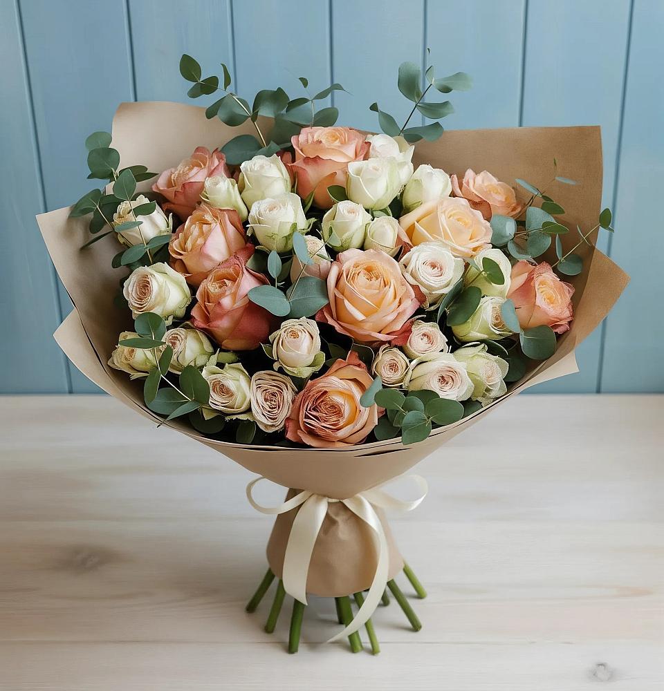 Букет цветов из: Альстромерии и Розы в Кореизе