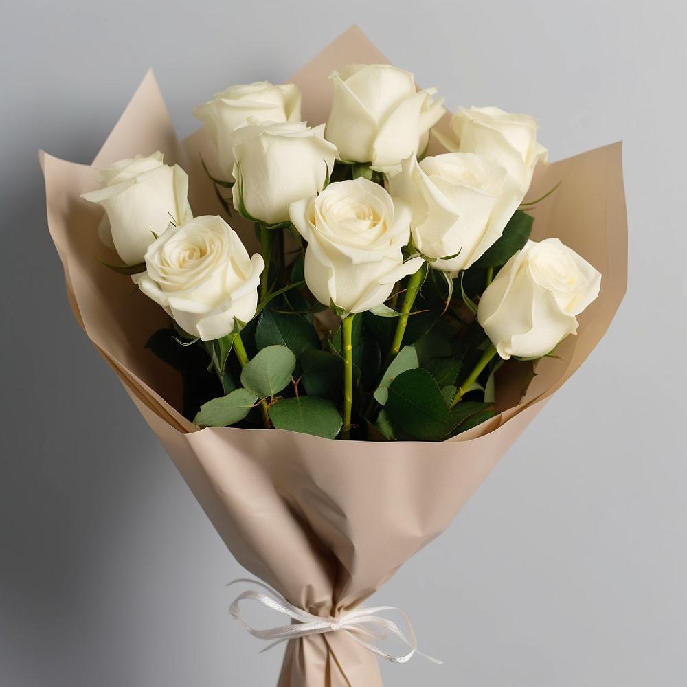 Букет 9 Белых роз Эдлесс Лав в Кореизе