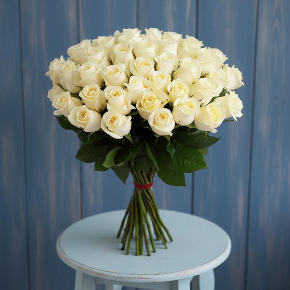 Букет 51 Белая роза Эдлесс Лав в Кореизе