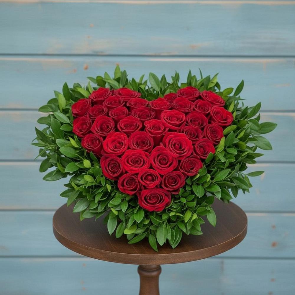 Цветочная композиция из Розы в виде сердца в Кореизе