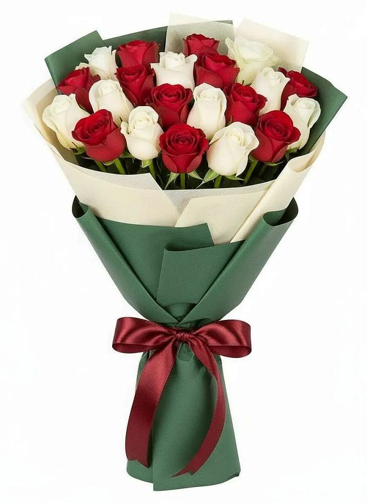 Букет Микс из красных и белых роз в Кореизе