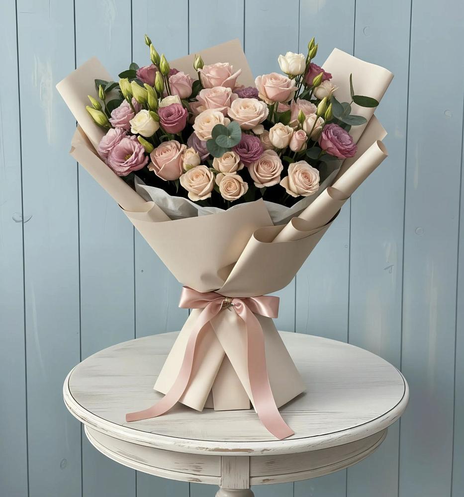 Букет цветов из: Розы и Лизиантусы в Кореизе